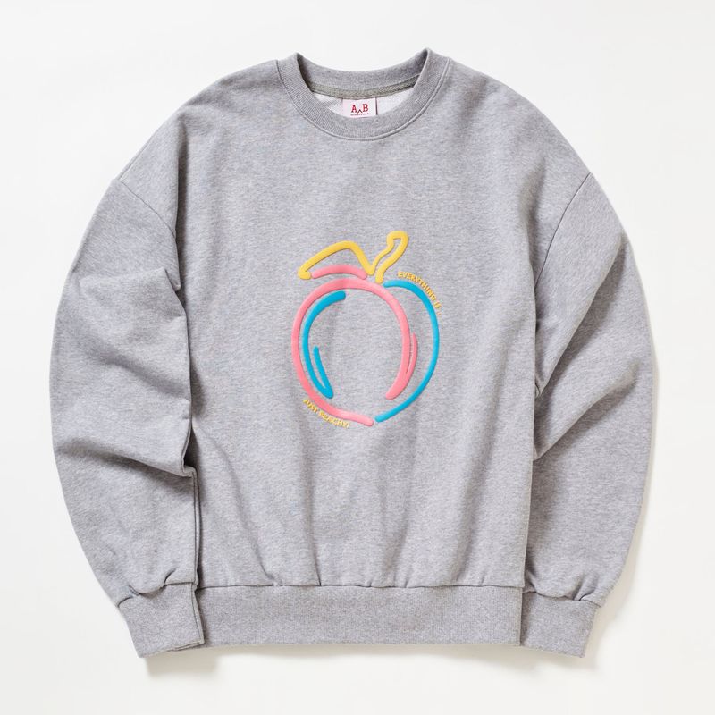 PEACH EMBOSSED PRINT SWEATSHIRT_MELANGE GRAY