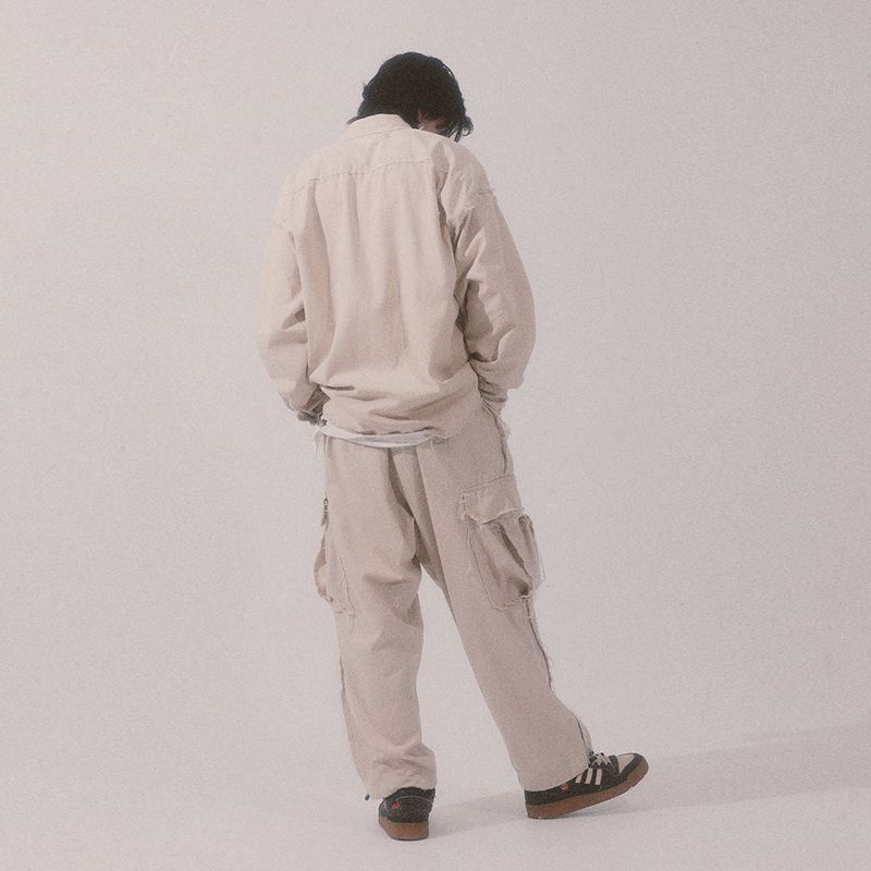 grunge wide cargo pants_lightbeige