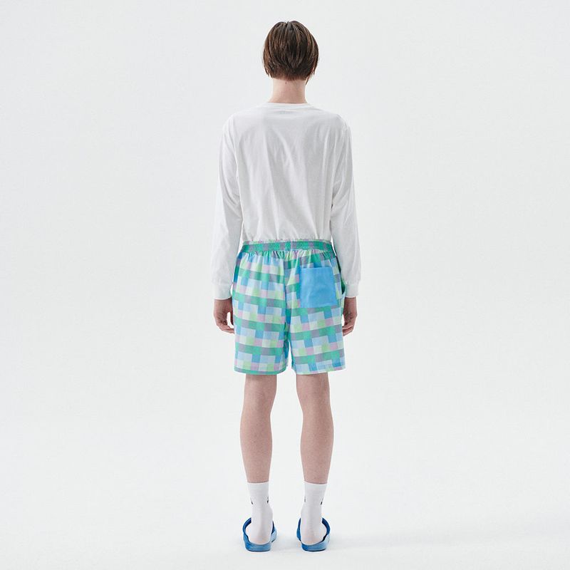 (M) Blue Pastel Grid PJ Shorts