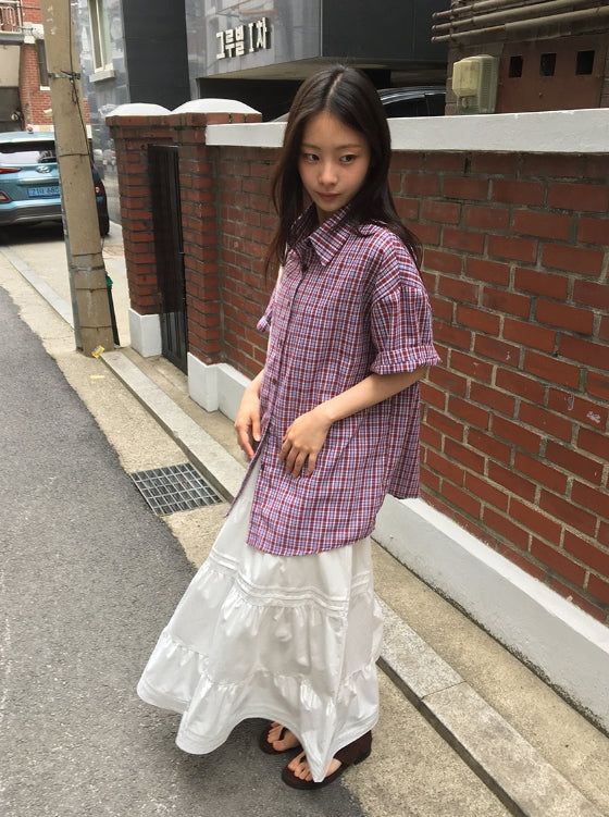 Nayuta Pintuck Tiered Banding Long Skirt
