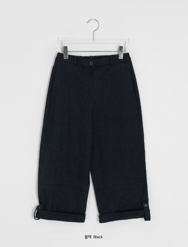 オブニンカプリ9分丈ボタンロールアップパンツ
