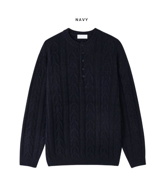 Levon Heavy Cable Henley Neck Knit