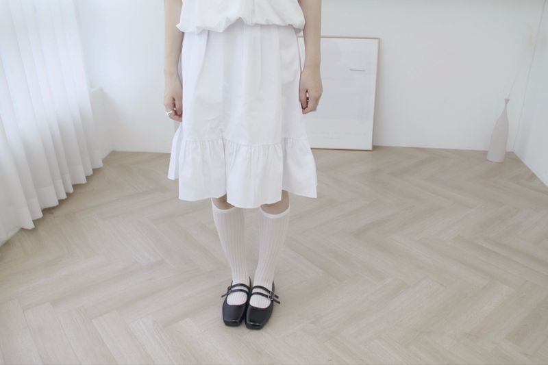 pintuck frill pleats midi skirt