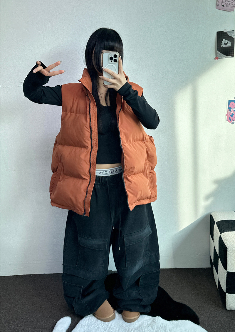 BIG WIDE OVER PADDING VEST🧡💛🖤 - 3 COLORS