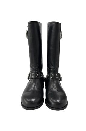eyelet buckle middle long boots