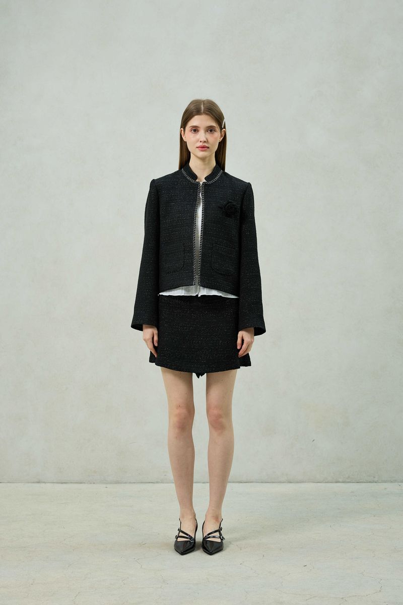 AGLOW TWEED JACKET / BLACK