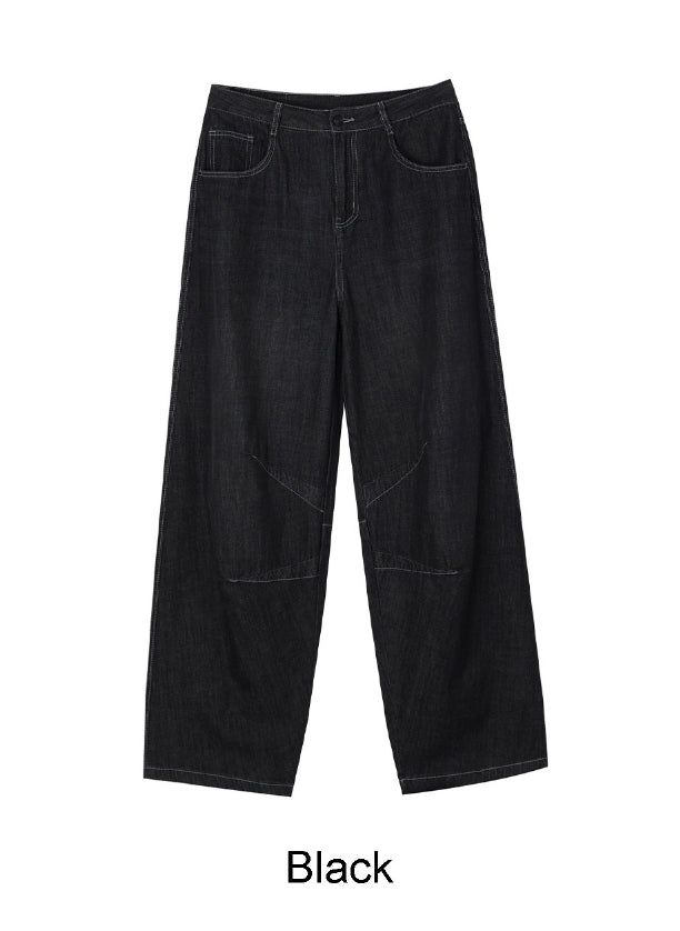 Medin Curved Linen Denim Pants