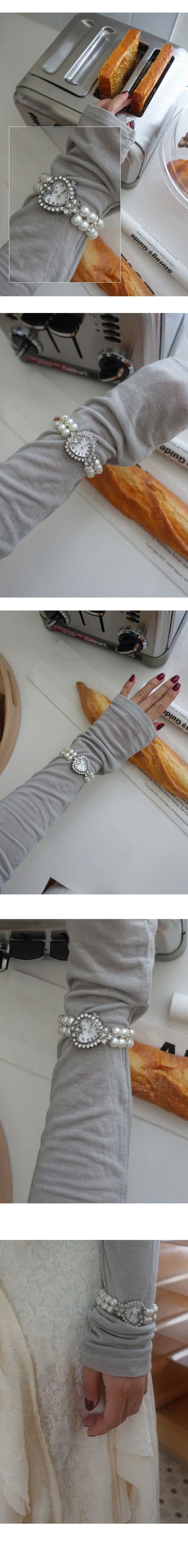 HEART CLOCK PEARL BRACELET