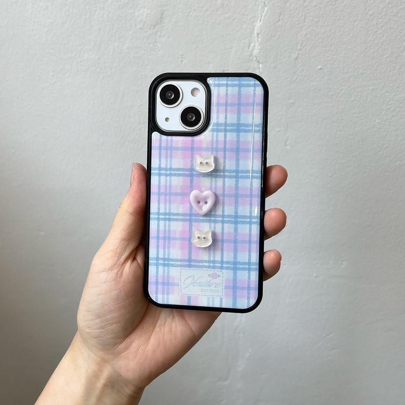 venitore（ヴェニトー）の「[MADE][Epoxy Bumper Case] Drawing Vintage Button Case ⋆ Pink（Smartphone Accessories）」