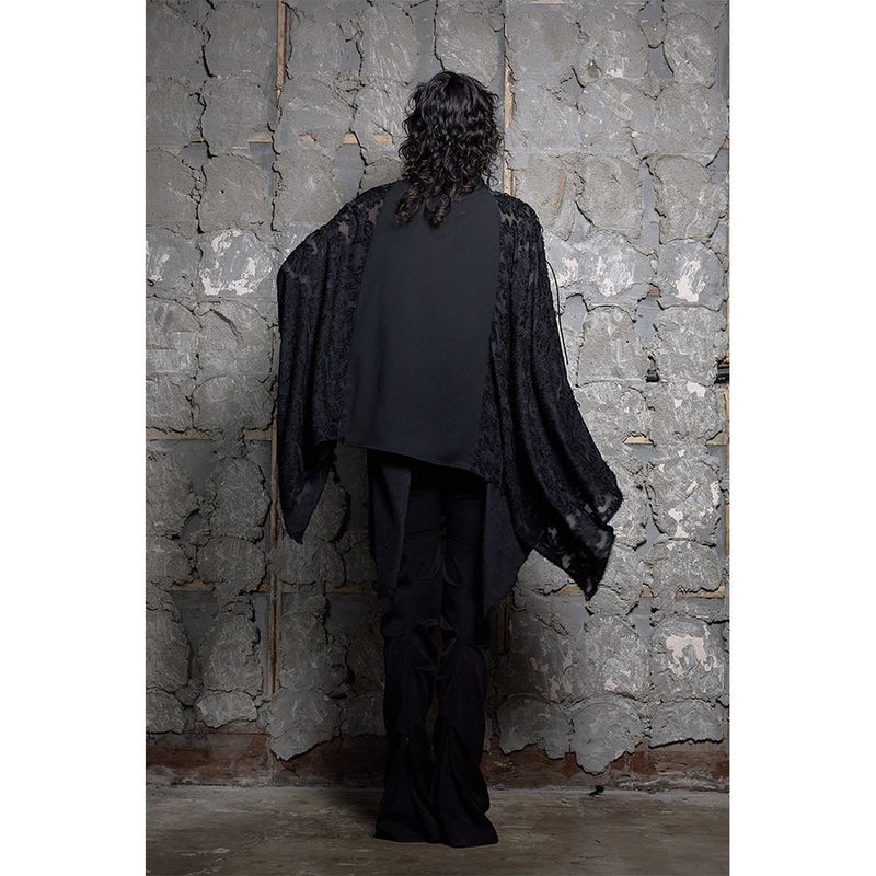 RIBBON TIE CAPE BLOUSE