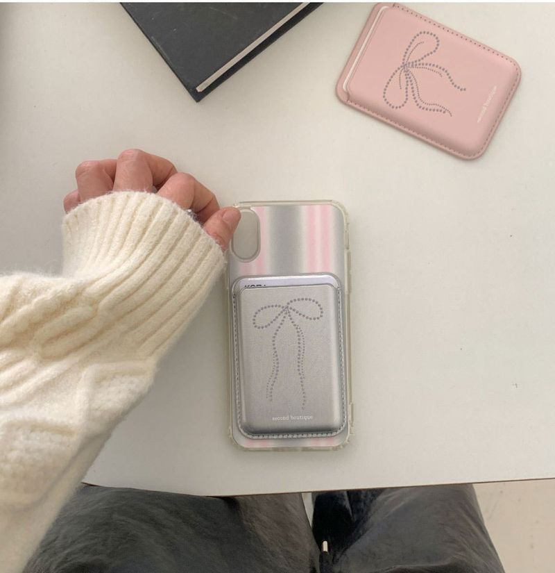 [MADE]  Twinkle ribbon magsafe card wallet(ver.1)_SILVER