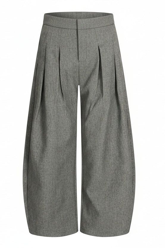 Double Pleat Curved Trousers