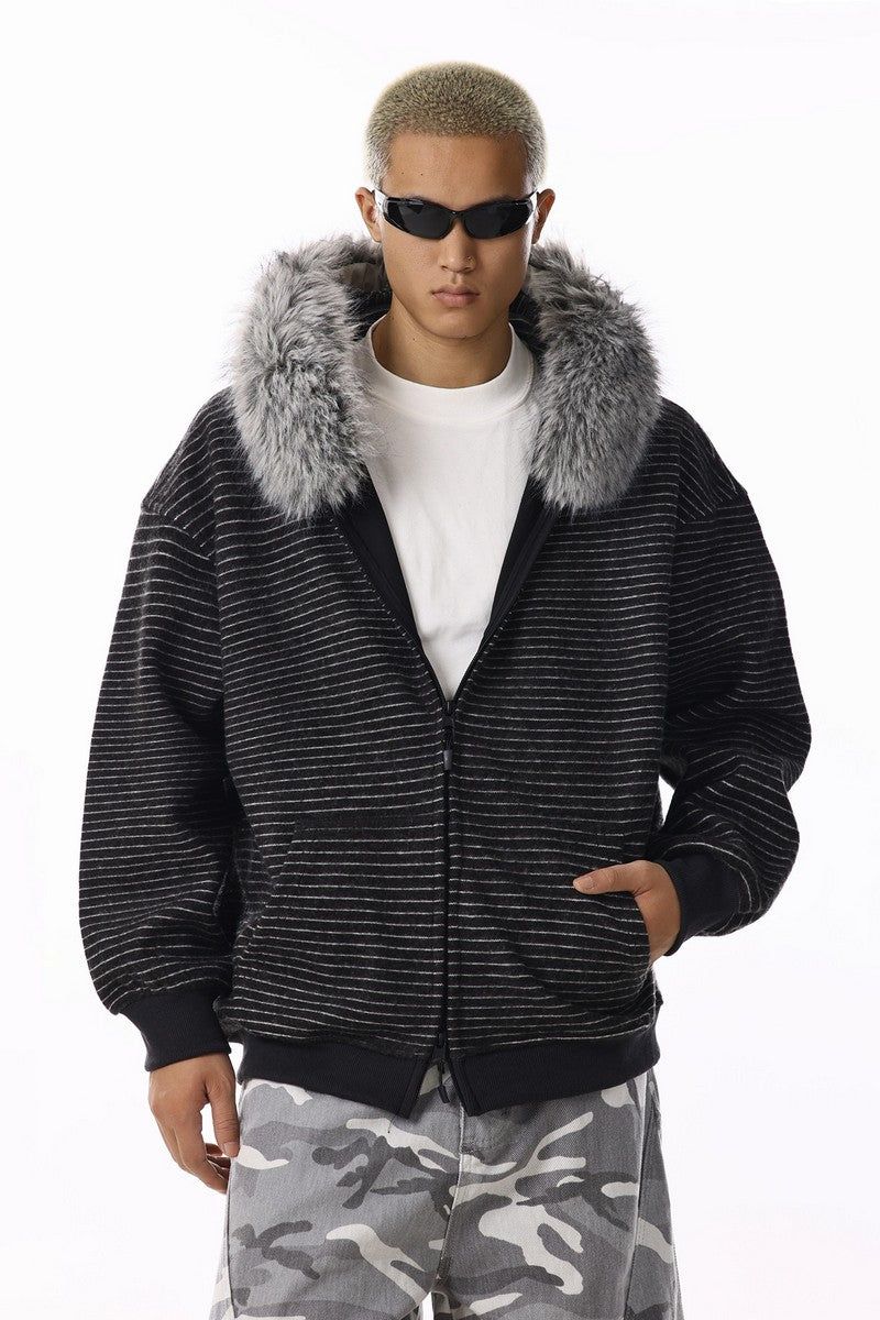 MBEXX(エムビーイーエックスエックス)の「Striped Knit Zip Up Hoodie(Tops)」