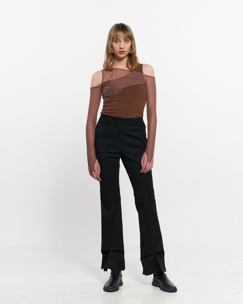In&Out Knitted Top _  BROWN