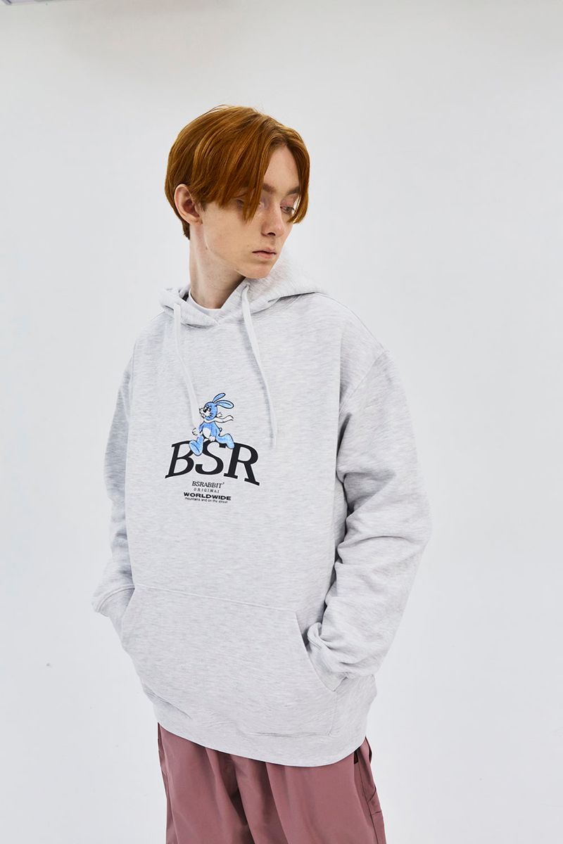 BSRABBIT(ビエスラビット)の「BSR SUNDAY RABBIT HOODIE HEATHER GREY(Tops)」