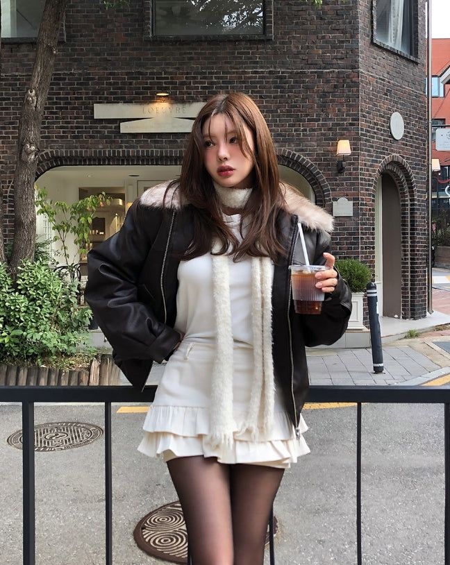 Kati Real Raccoon Fur Leather Jacket