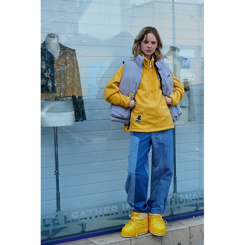 HALF ZIP UP FLEECE TOP [MUSTARD]