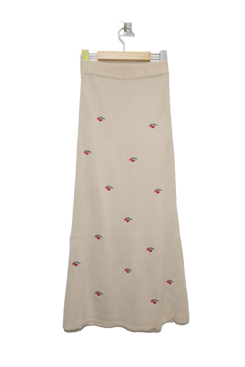 Cherry Embroidered Long Sk (2 colors)