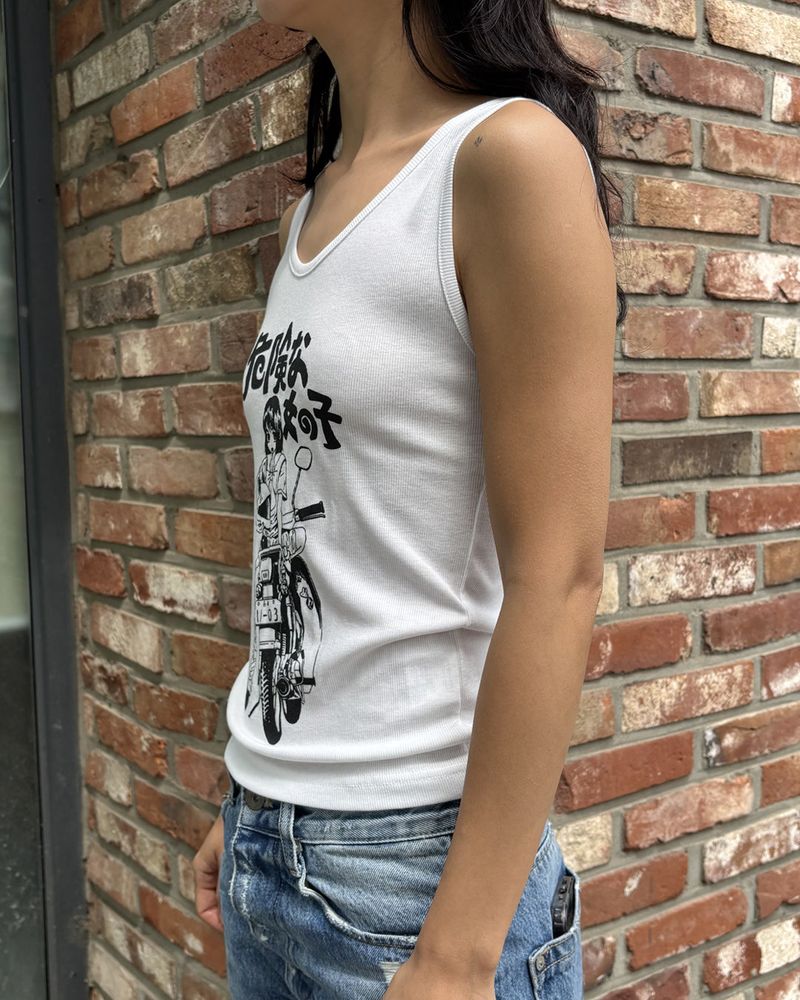 A MOTORCYCLE GIRL Sleeveless (WHITE)