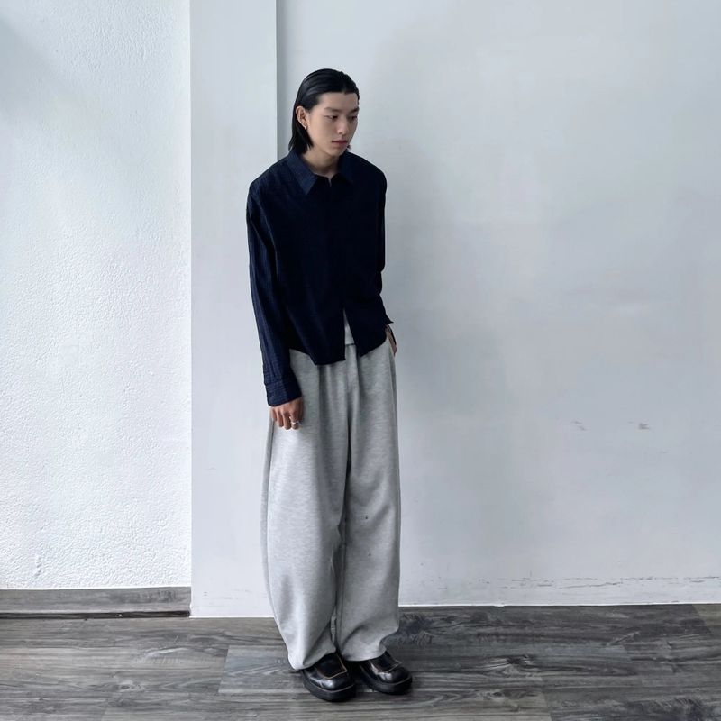 ダーク グリッド リラックス シャツ