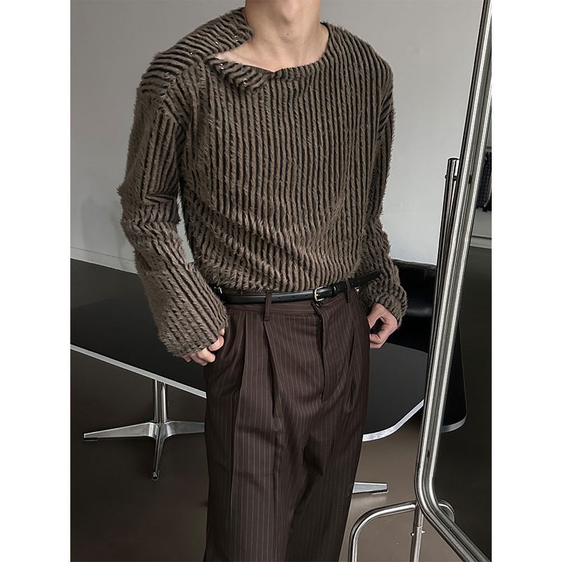  [S/S] Stripe snap henry neck sleeves(2color)