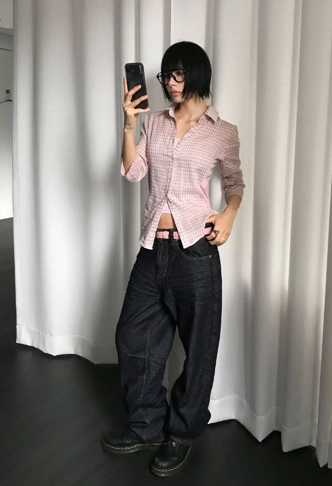 DART CURVED DENIM PANTS