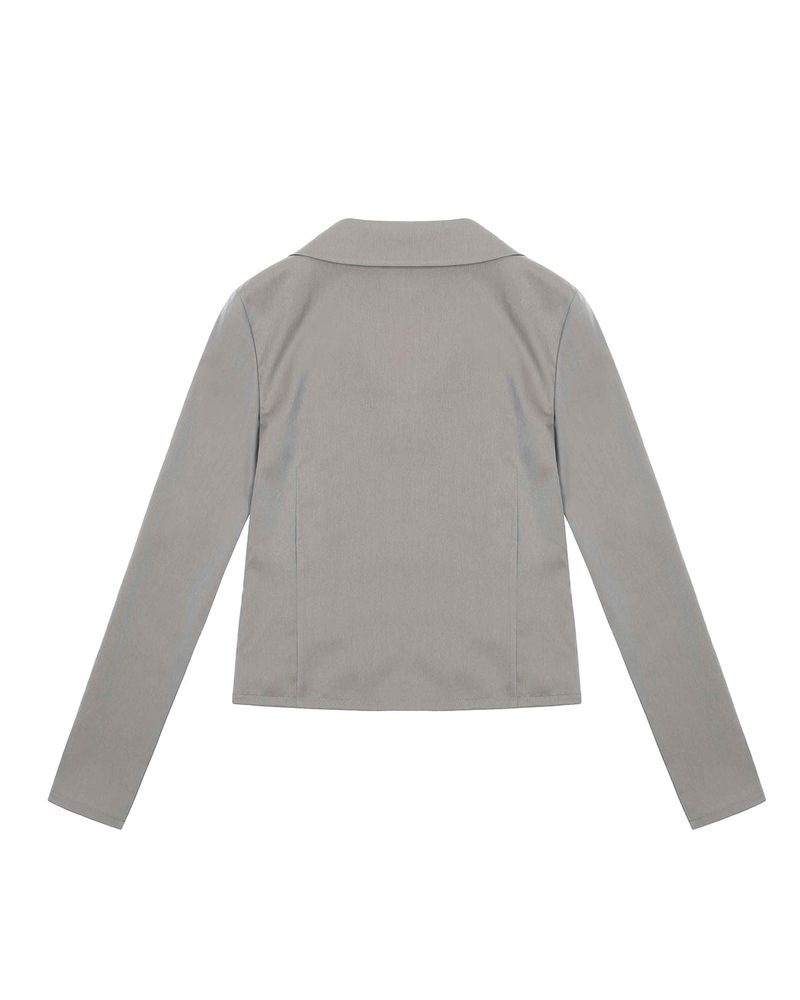 V-Neck Sleek Zip-Up _ GREY