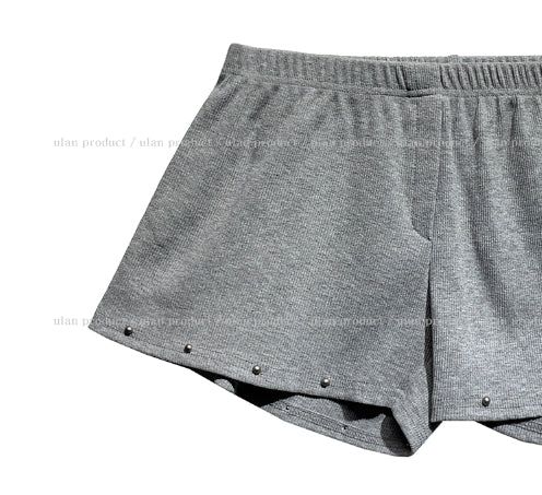 studded ribbed low-rise shorts