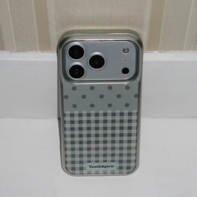 Dot Check Matcha Silver Epoxy Case