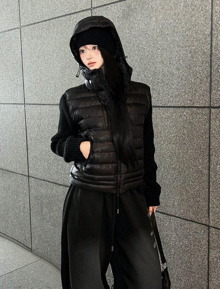 hatsukoshi（ハツコシ）の「Black tech knit padding jacket（Jackets/Outerwear）」