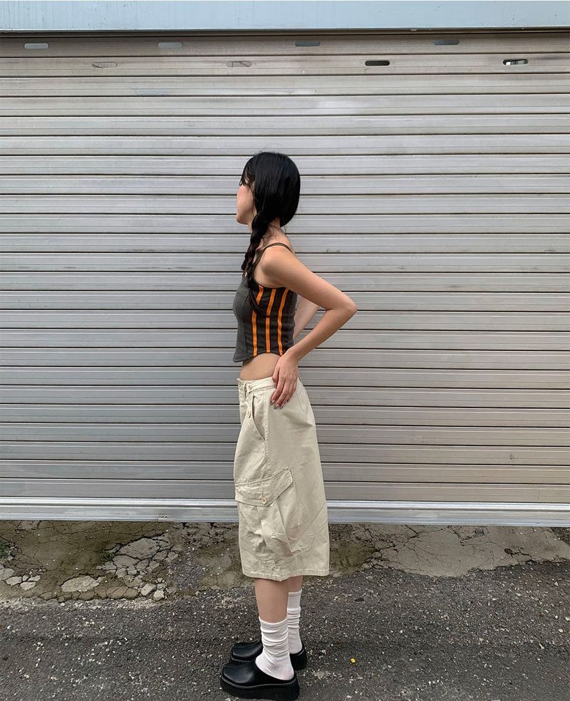 Snap big cargo bermuda pants