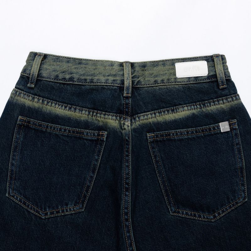 GREENERY COLOR SPRAY DYED WIDE DENIM PANTS code 21017