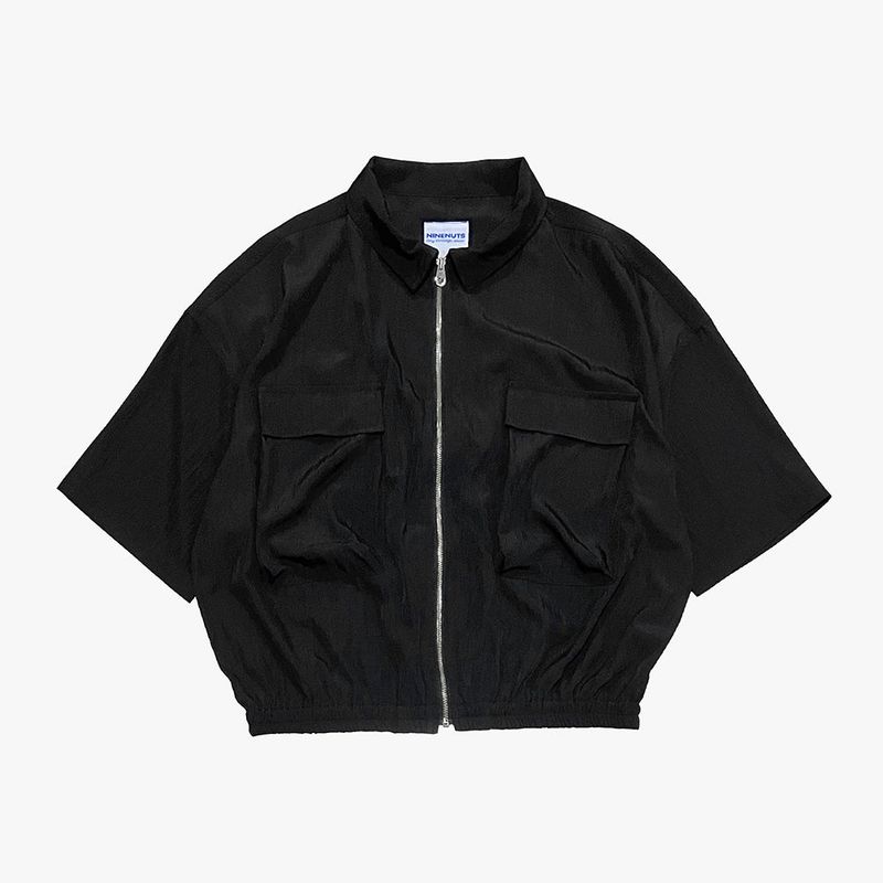 street shape shortsleeve zipup_black