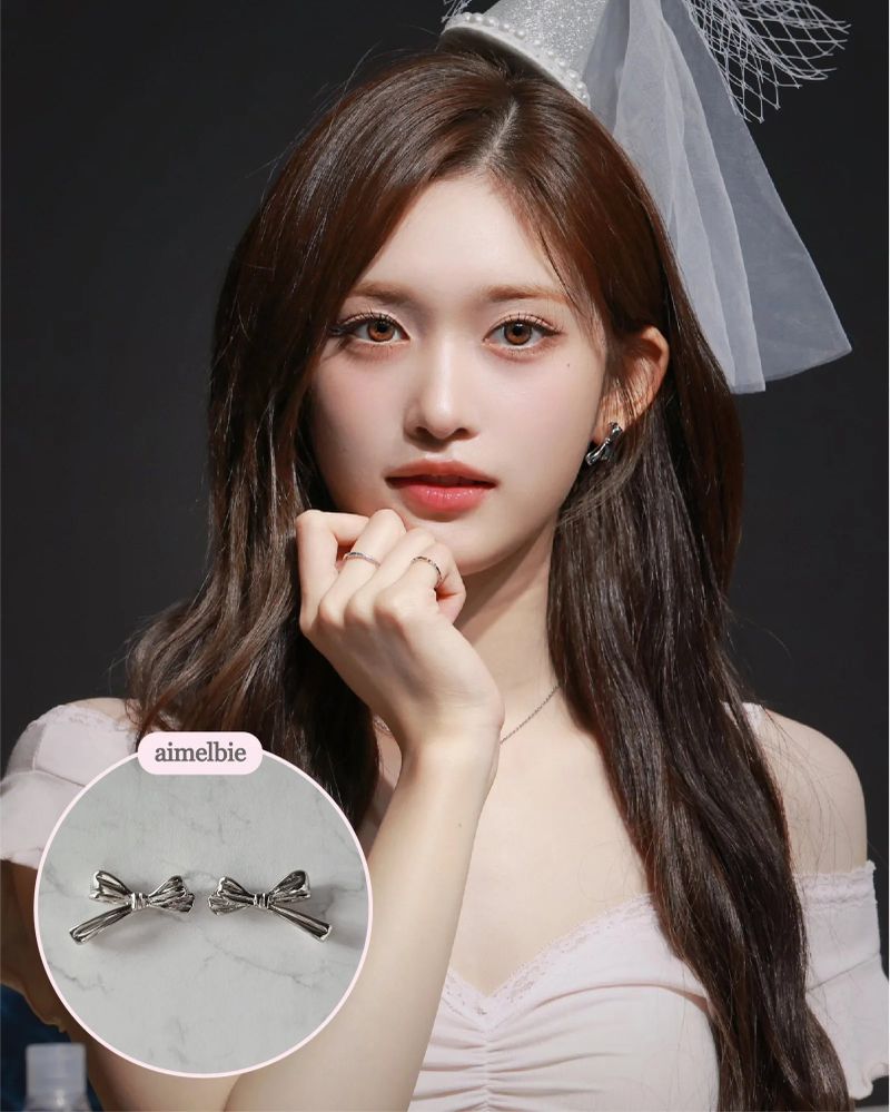 [Choi Yena, IVE Leeseo Piercing] Dalia Ribbon Piercing - Silver Color