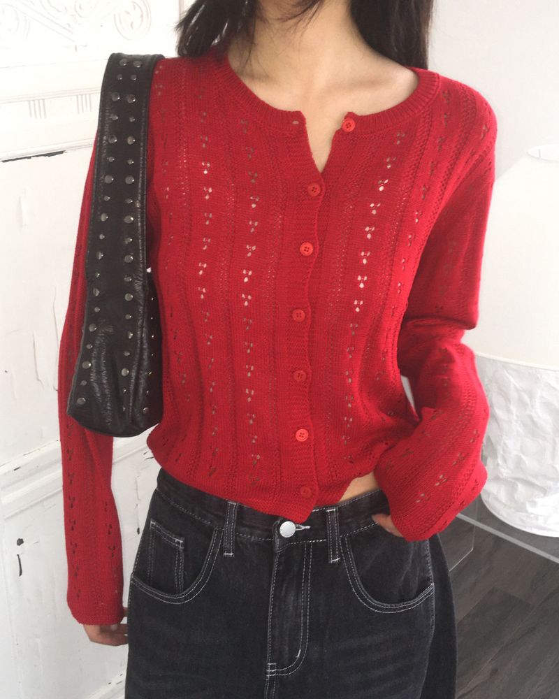 [MADE] Bezel Punching Round Knit Cardigan