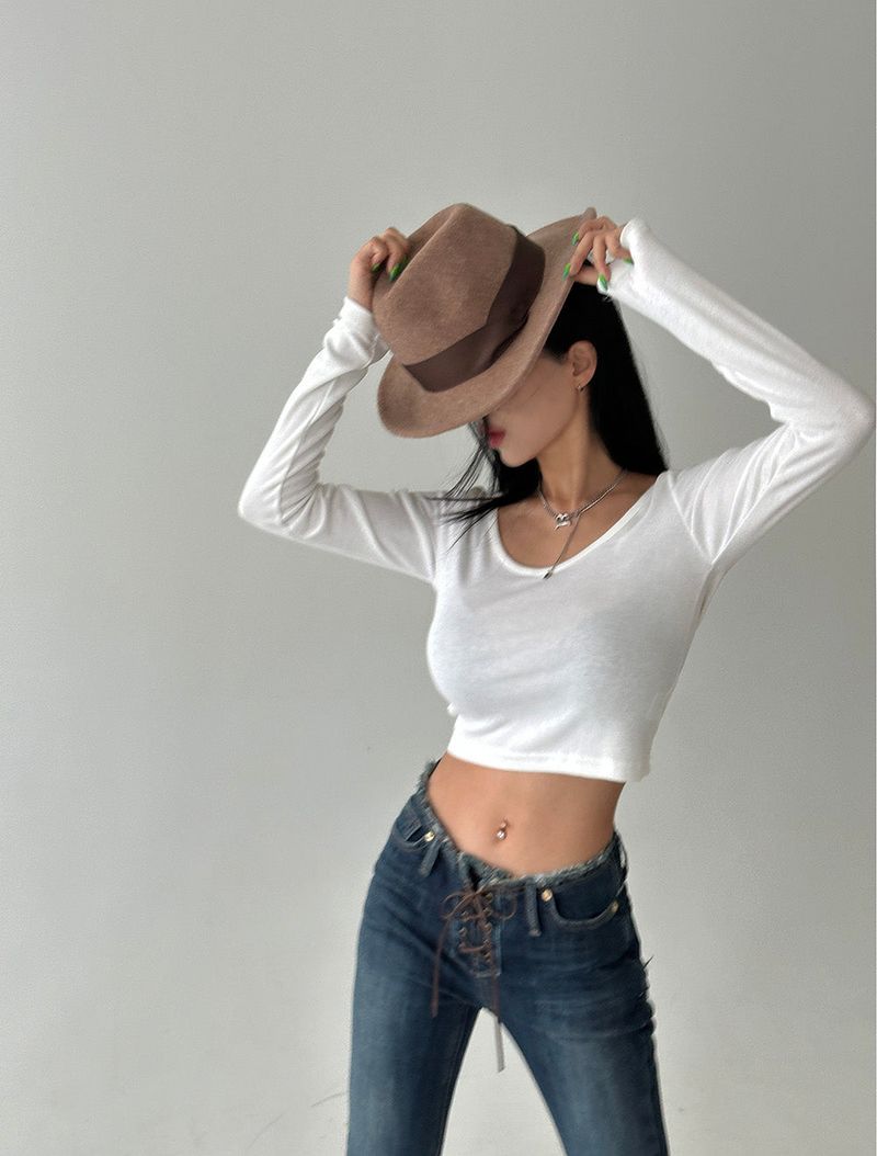 Basic Double-Sided Cropped T-shirt