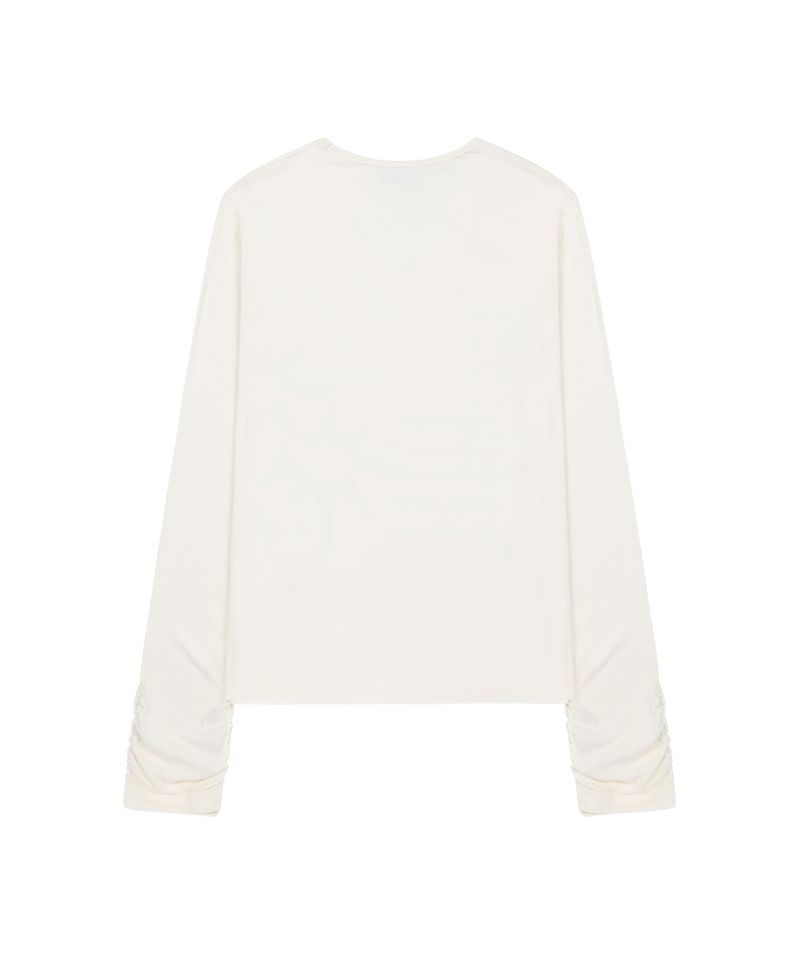 V-Neck Shirring Star Long Sleeve - CREAM