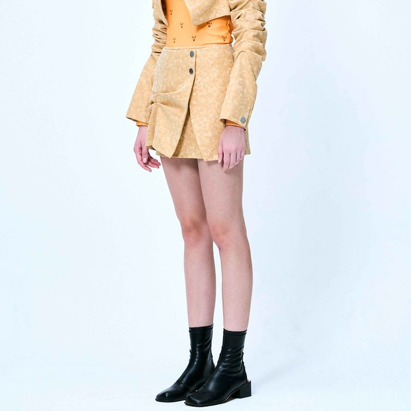 DOZI - Suede Mini Wrap Skirt _ Camel
