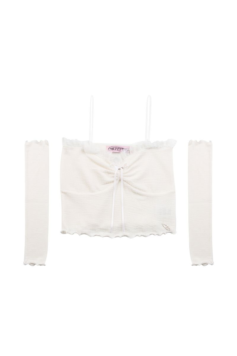 CHERRYQUIRI（チェリーキュリー）の「lace top warmer set - ivory（Tops）」