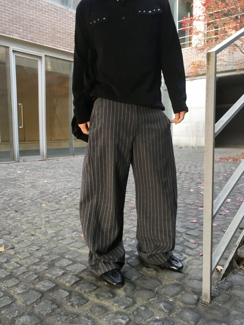 No.1503 wool stripe side tuck PT (3color)