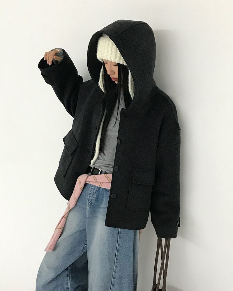 [ORIGINAL] CHILD HOOD WOOL SHORT COAT