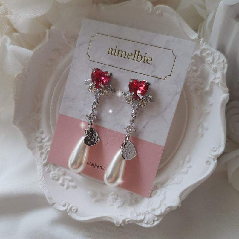 Heart Jewel Longdrop Piercing - Rosepink
