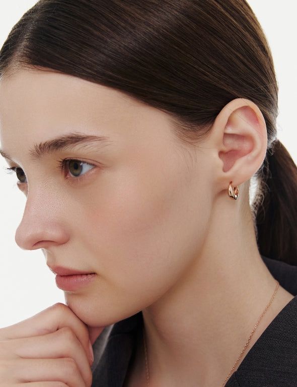 26SS★ Champagne First Moon Silver One-Touch Earrings S