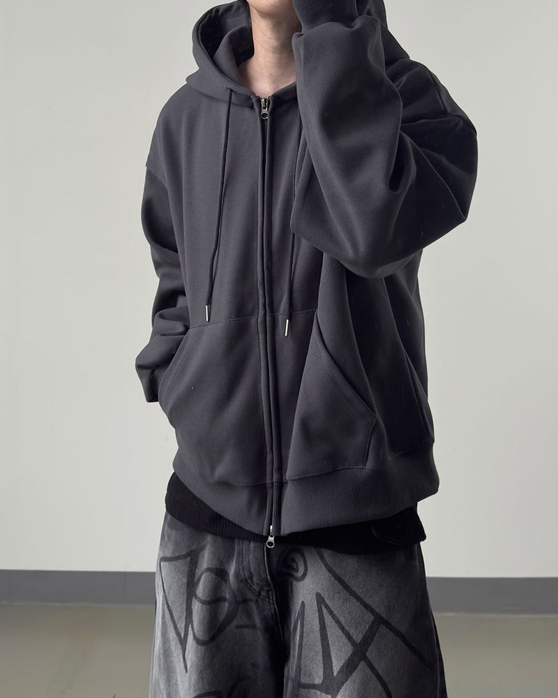 Clean Two-way Crop Hood Zip-up