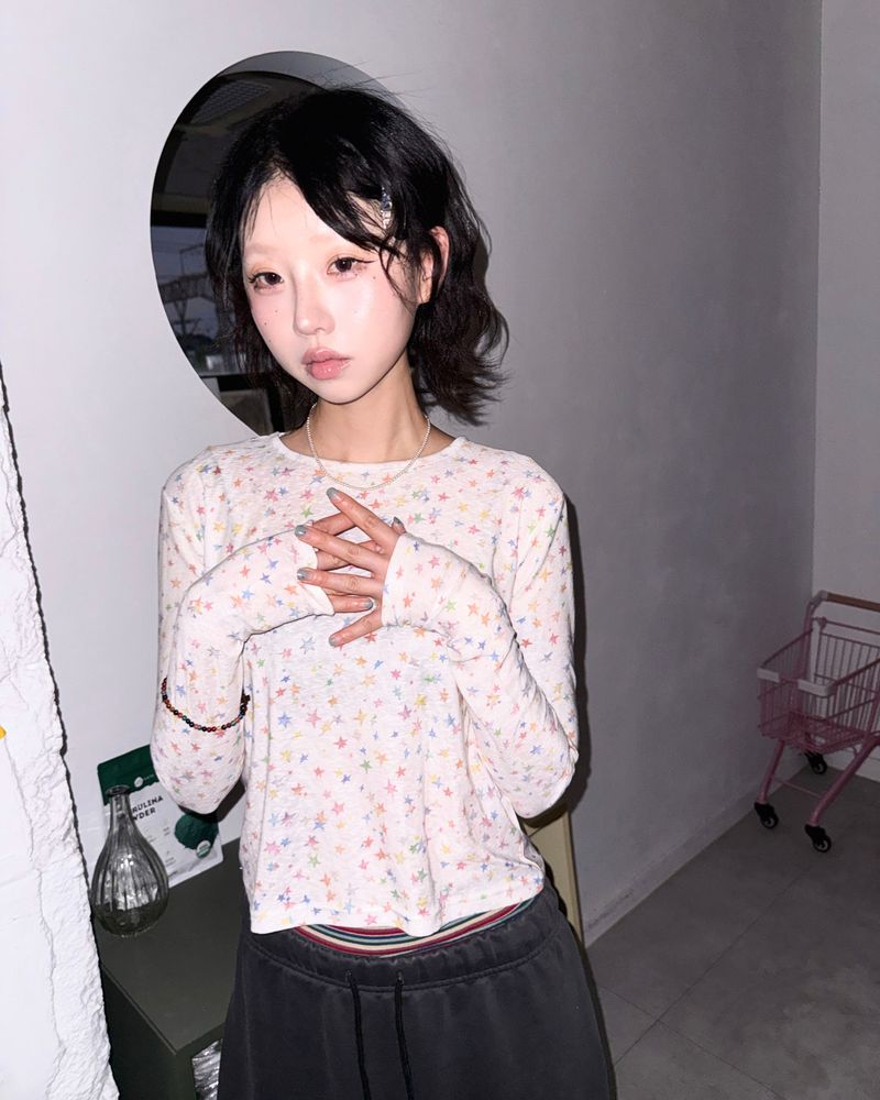 (2color) Galaxy Star Slub Long Sleeve Tee