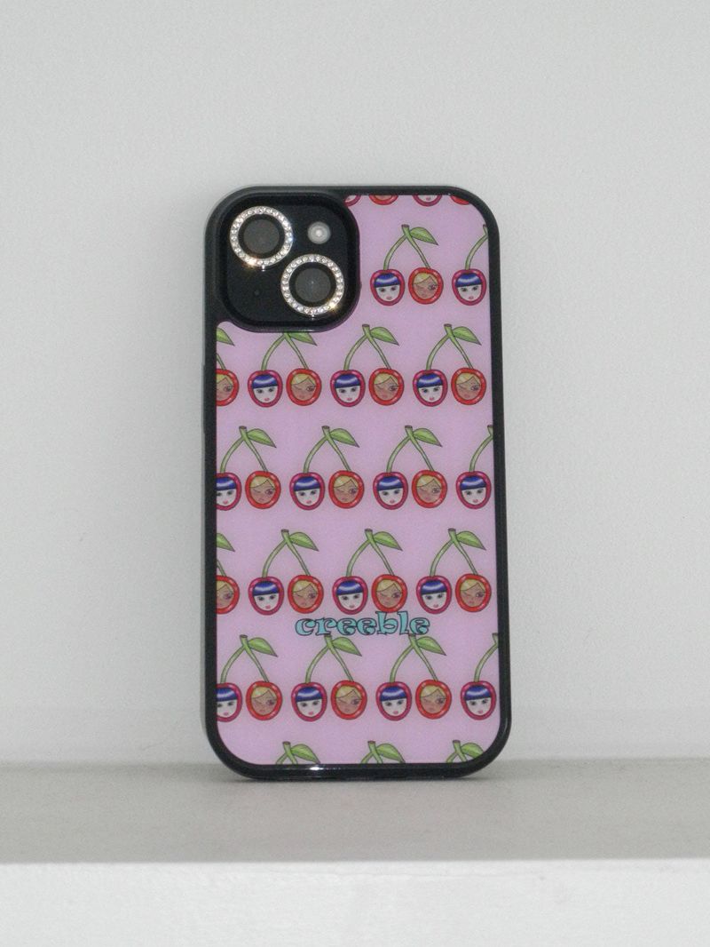 [MADE] cherry twin glass bumber case (pink)