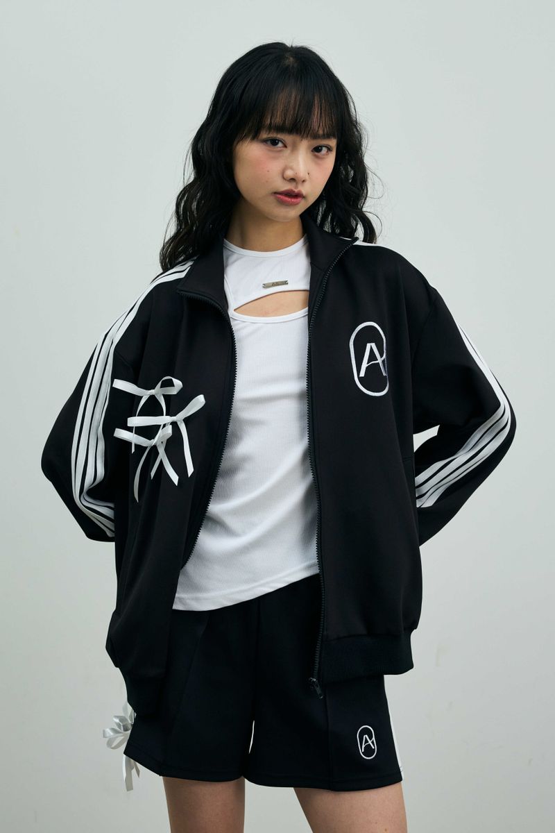 RIBBON JERSEY TRACK SHORTS PANTS / BLACK