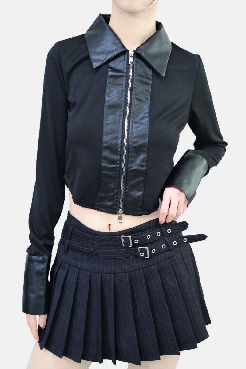 NONCODE（ノンコード）の「Esser leather color block shirt（Tops）」