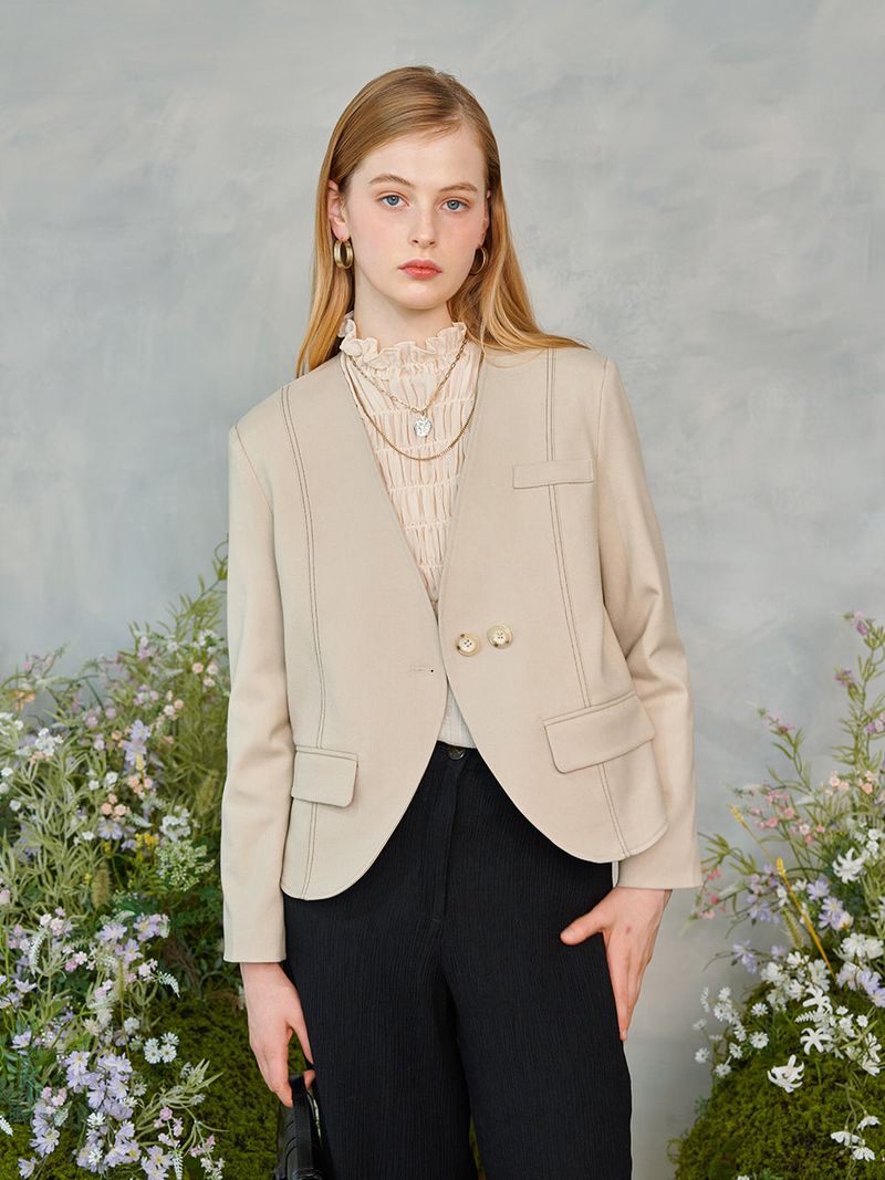 Line No-collar Jacket (2colors)