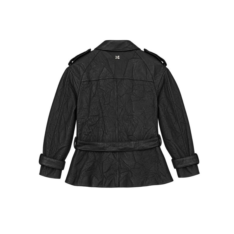 Wrinkled Belted Lambskin Jacket_Black